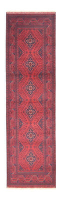 Runner Afghan Rug - Kunduz - 296 x 84 cm - dark red