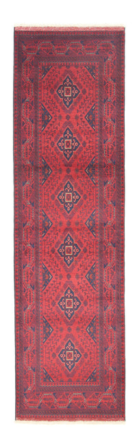 Runner Afghan Rug - Kunduz - 296 x 84 cm - dark red