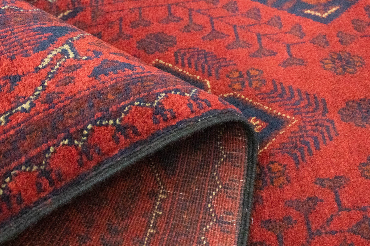 Runner Afghan Rug - Kunduz - 296 x 84 cm - dark red