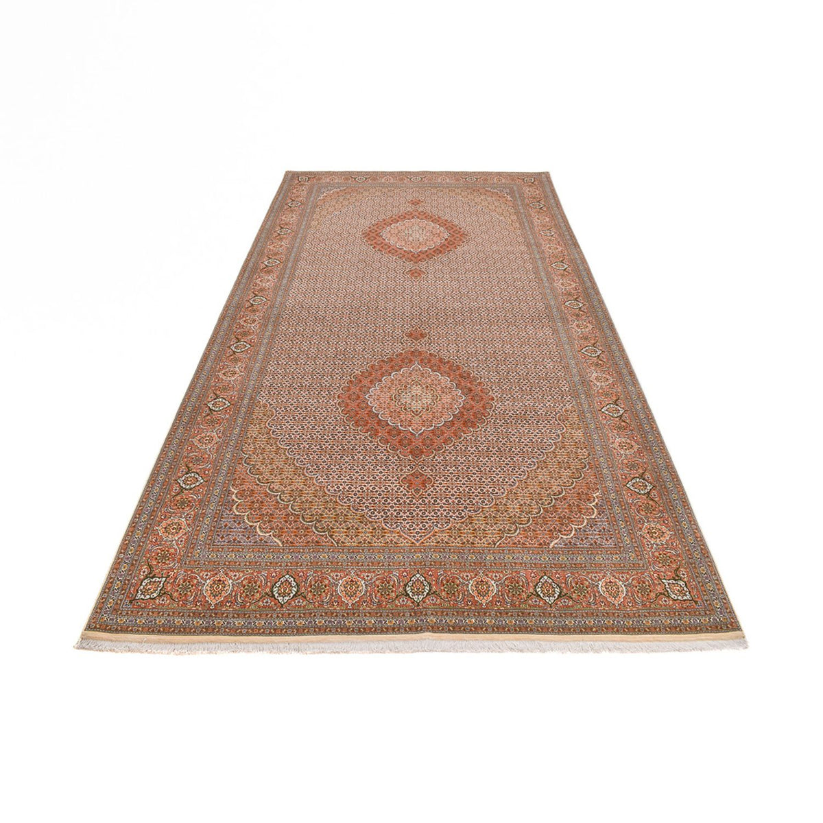 Runner Perser Rug - Tabriz - Royal - 403 x 200 cm - light brown