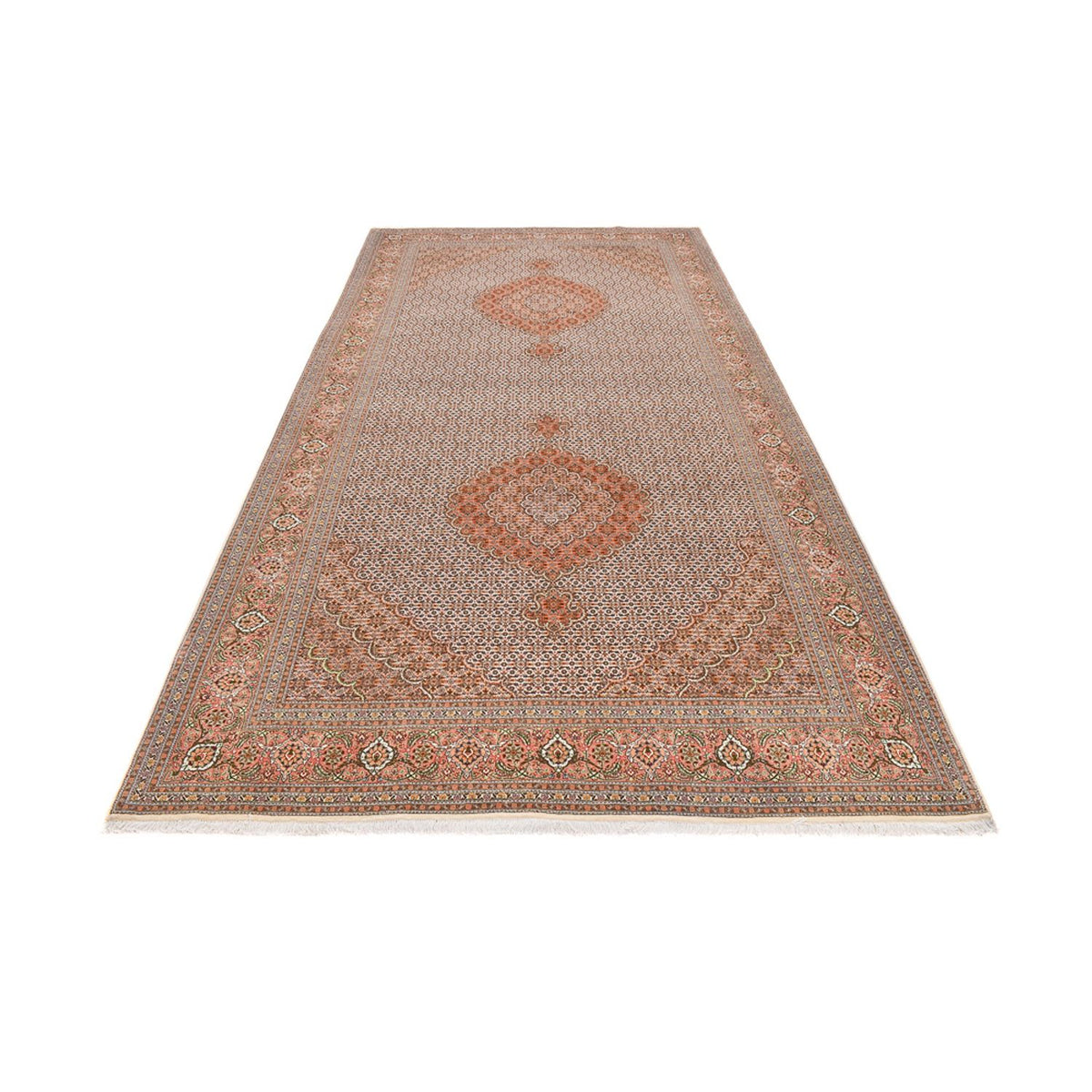 Runner Perser Rug - Tabriz - Royal - 408 x 201 cm - light brown