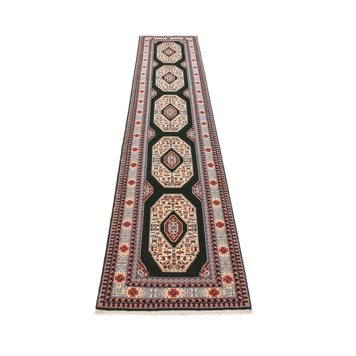 Runner Perser Rug - Tabriz - Premium - 372 x 74 cm - dark blue