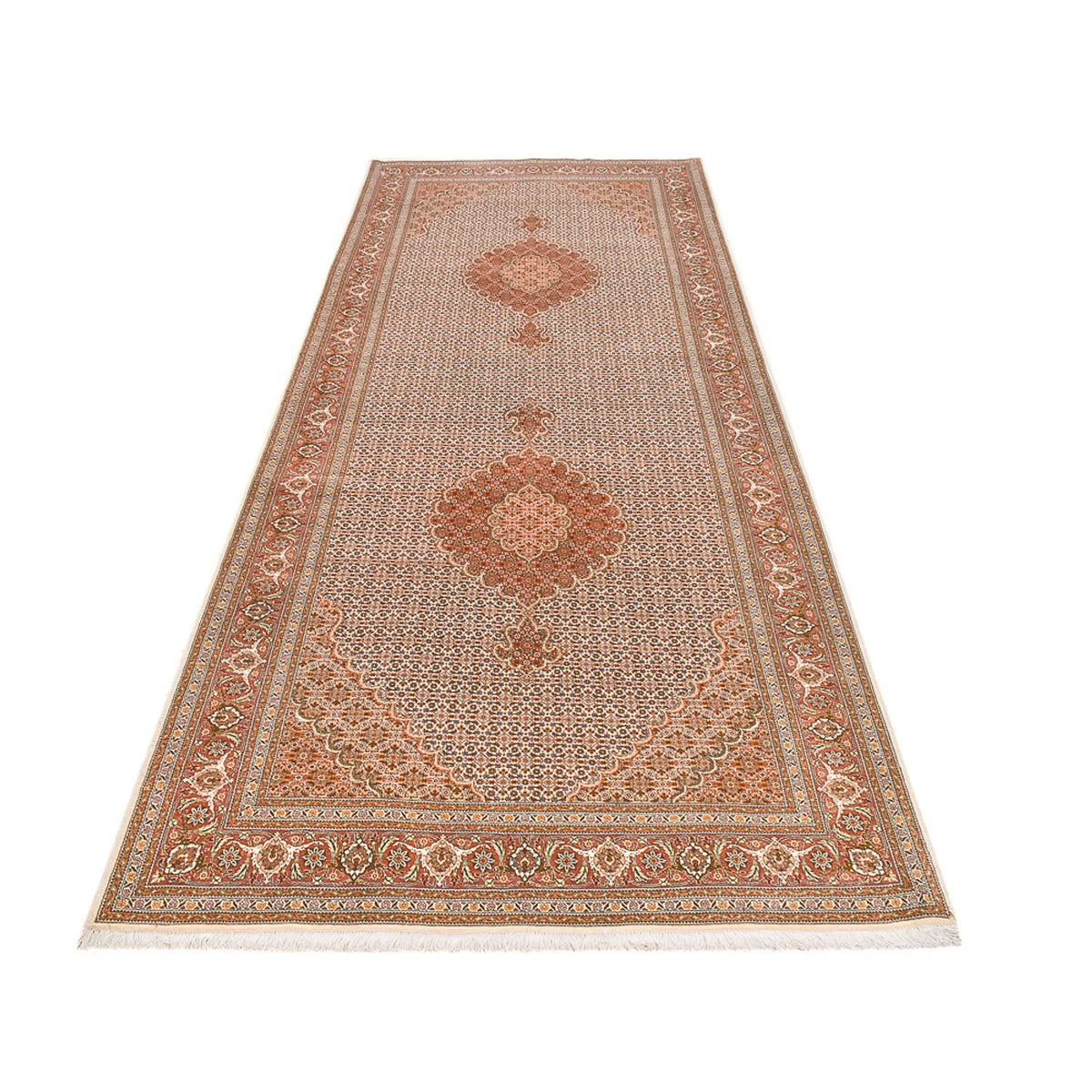 Runner Perser Rug - Tabriz - Royal - 404 x 150 cm - light brown
