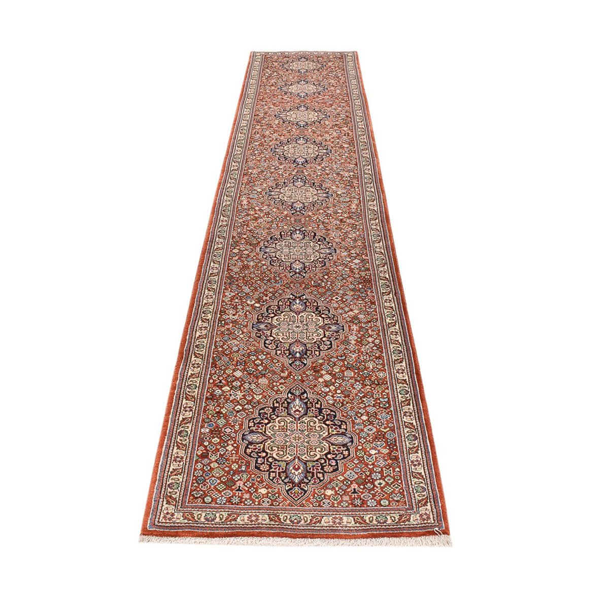 Runner Gabbeh Rug - Kashkuli Perser - 405 x 80 cm - dark beige