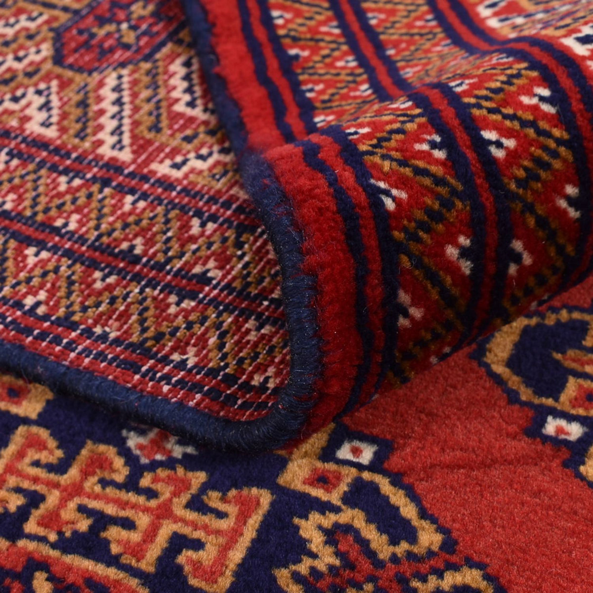 Runner Turkaman Rug - 377 x 104 cm - dark red