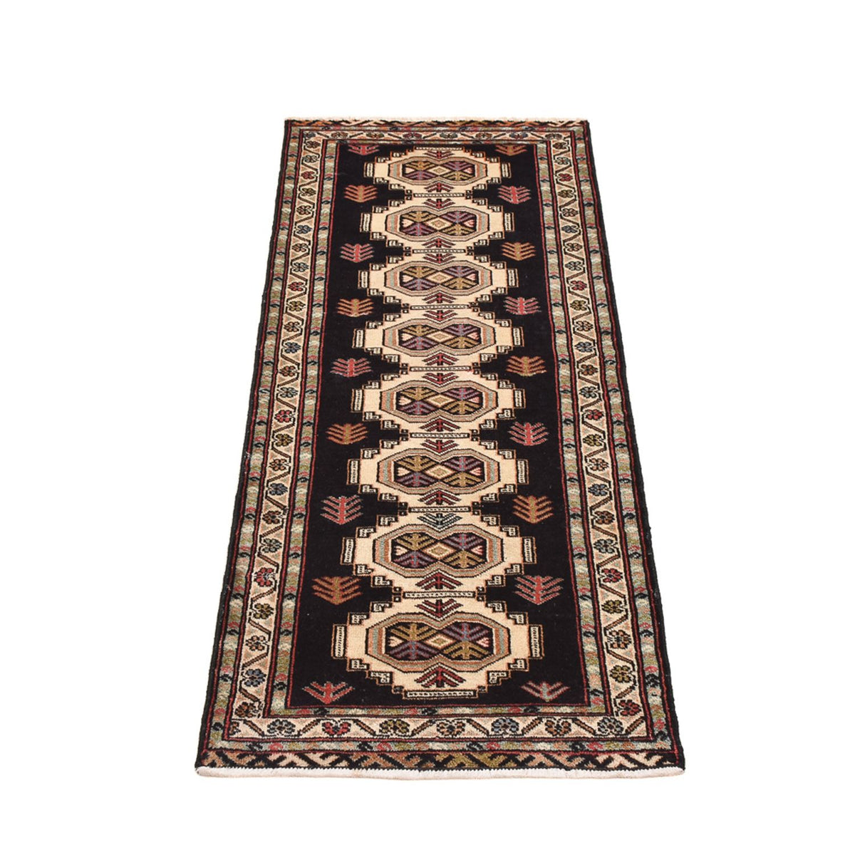Runner Turkaman Rug - 187 x 63 cm - dark blue