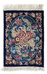 Silk Rug - Ghom Silk - Premium - 40 x 28 cm - dark blue
