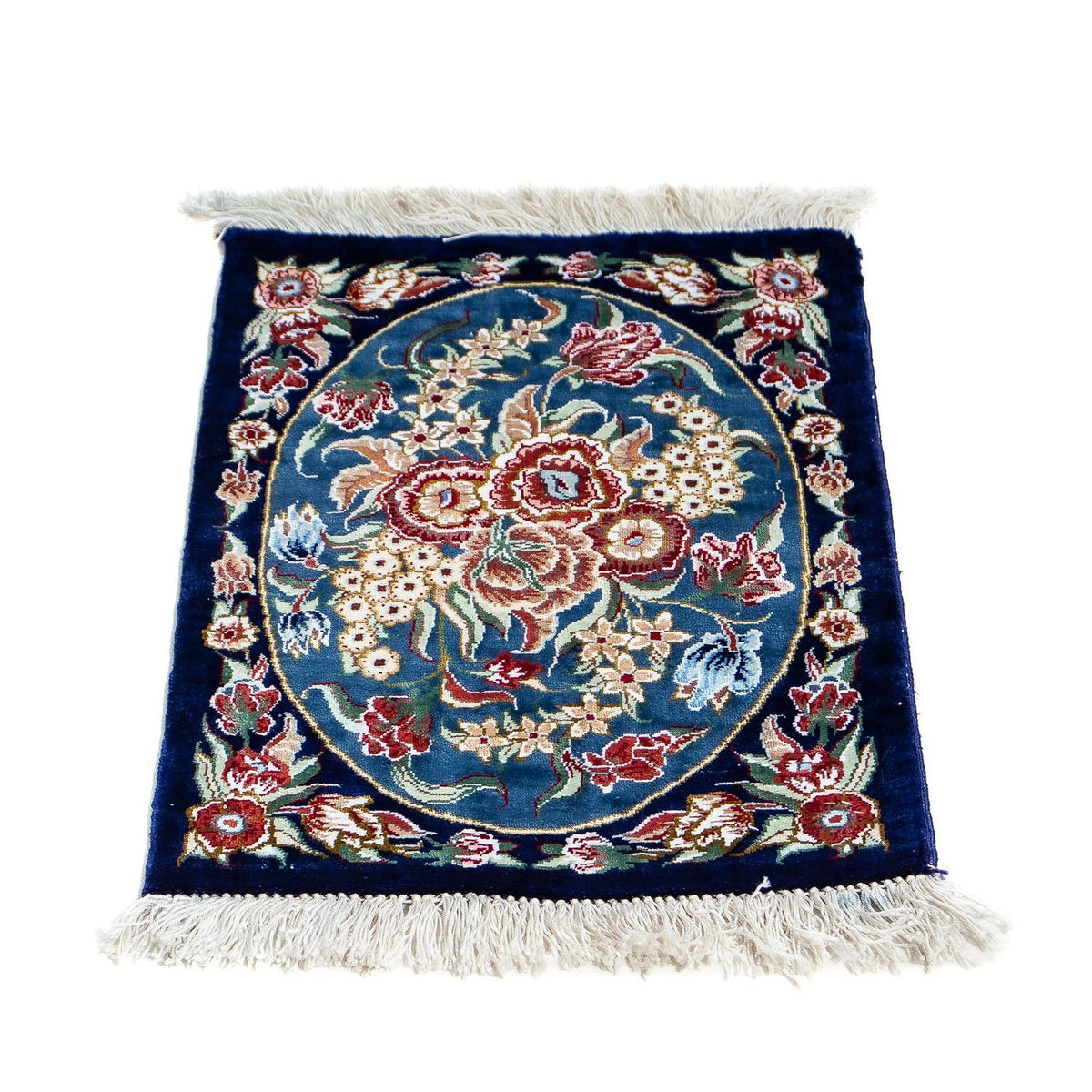 Silk Rug - Ghom Silk - Premium - 40 x 28 cm - dark blue