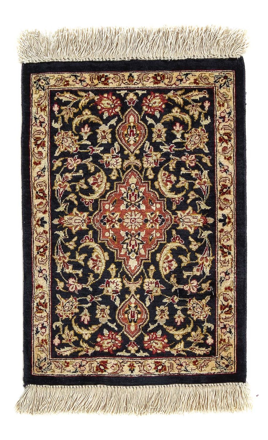 Silk Rug - Ghom Silk - Premium - 42 x 28 cm - dark blue