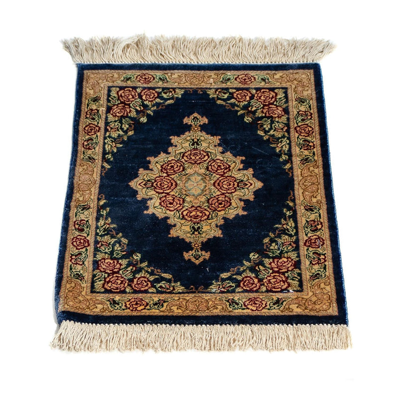 Silk Rug - Ghom Silk - Premium - 40 x 28 cm - dark blue