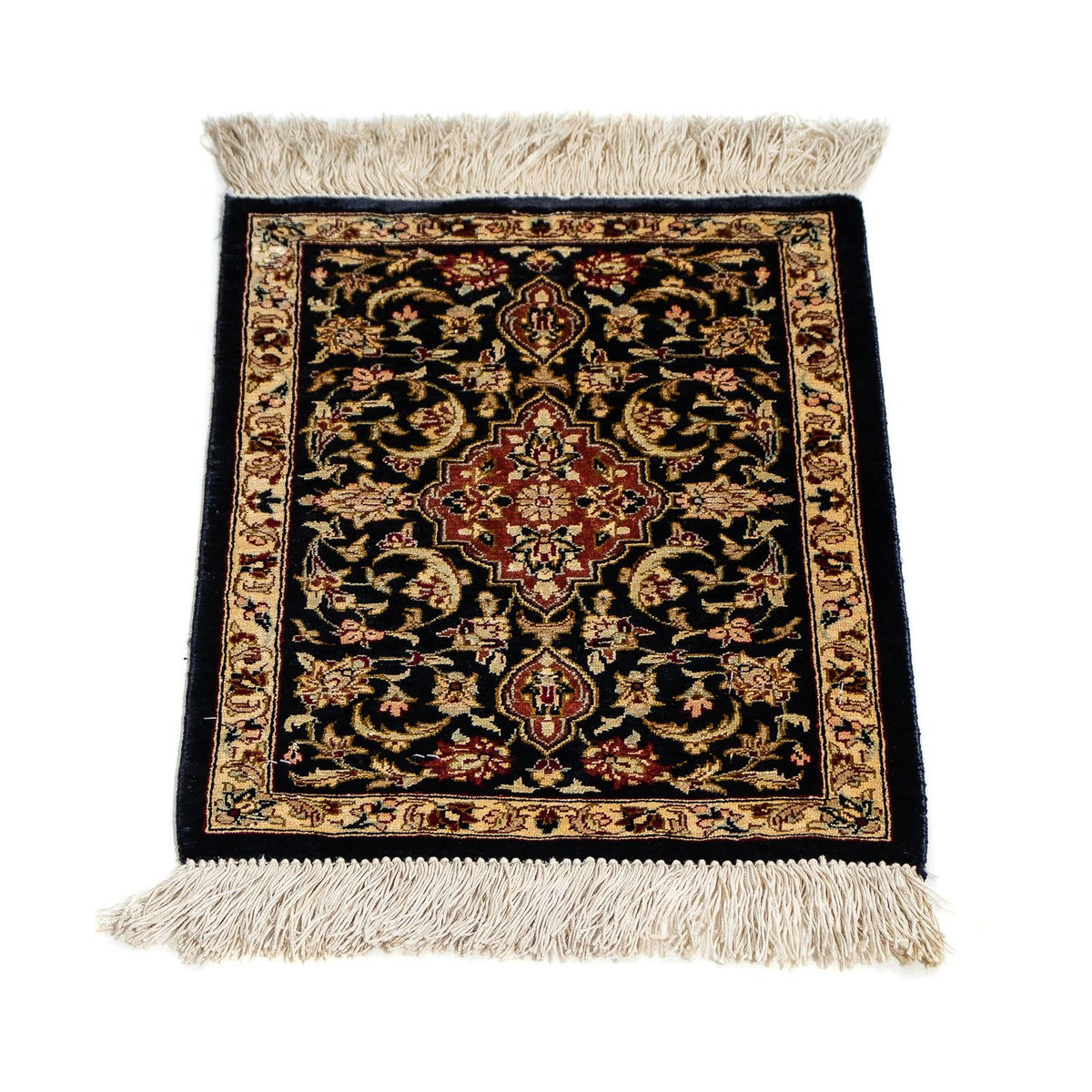 Silk Rug - Ghom Silk - Premium - 41 x 28 cm - dark blue