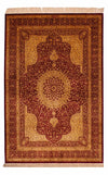 Qom Silk Rug 130x188cm - Persian Rugs - Rectangle / Beige / 130 x 188 cm Rectangle