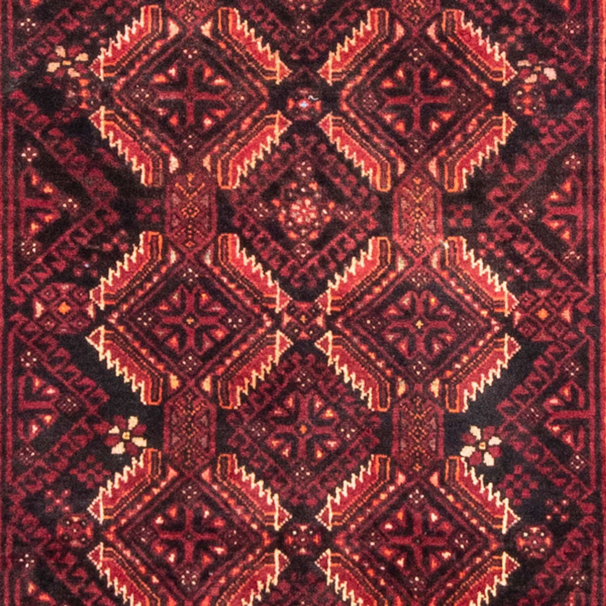 Runner Belutsch Rug - 216 x 102 cm - dark red