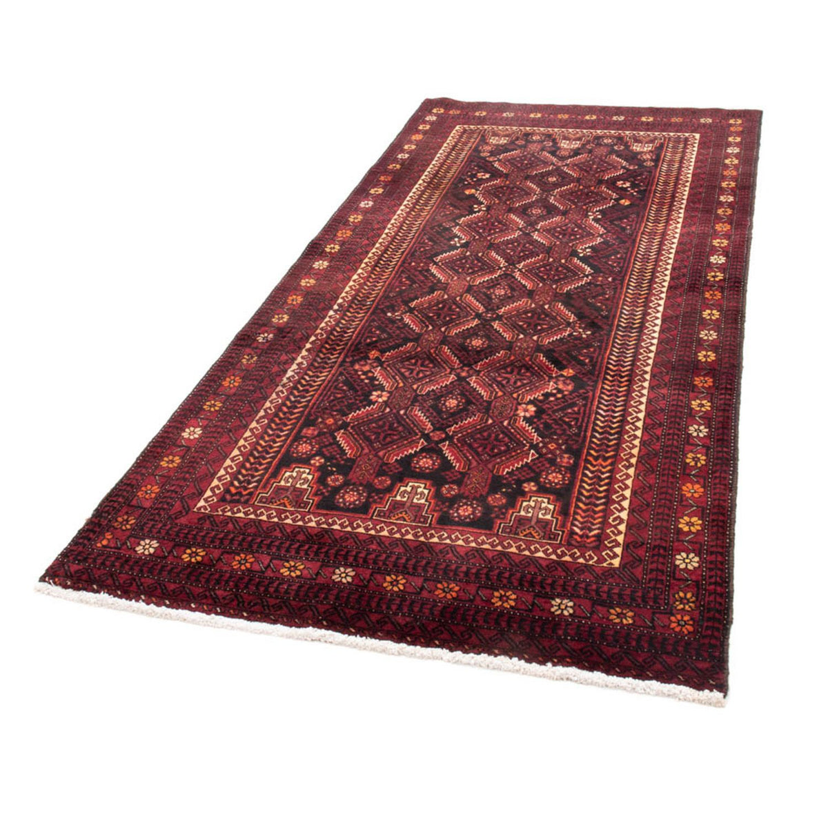 Runner Belutsch Rug - 216 x 102 cm - dark red
