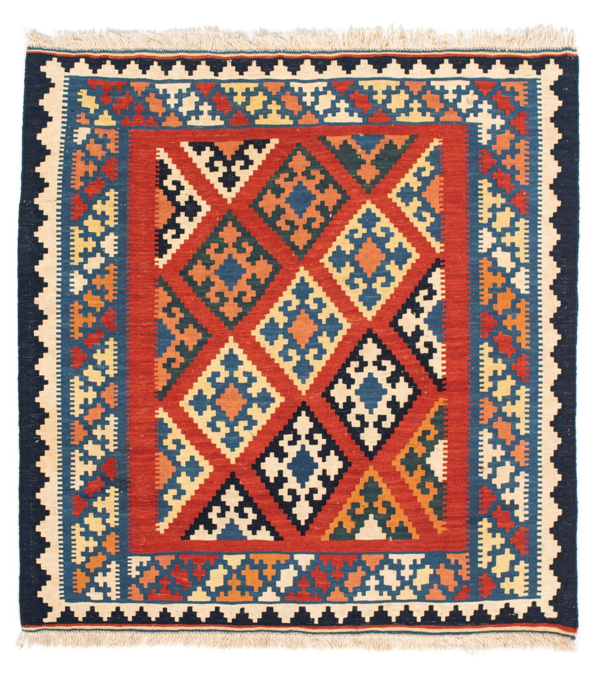 Kelim Rug - Oriental square  - 105 x 101 cm - red