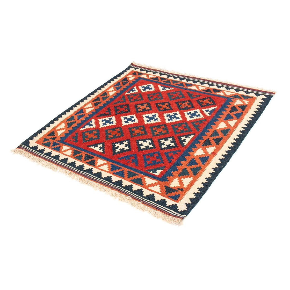 Kelim Rug - Oriental square  - 104 x 102 cm - dark red