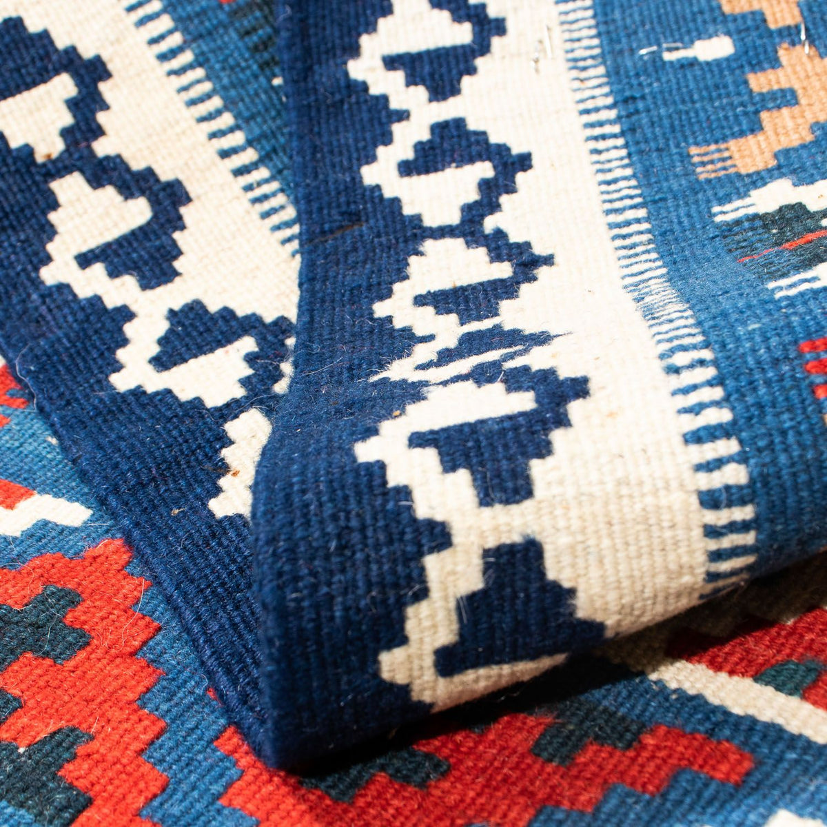 Kelim Rug - Oriental square  - 103 x 95 cm - dark red