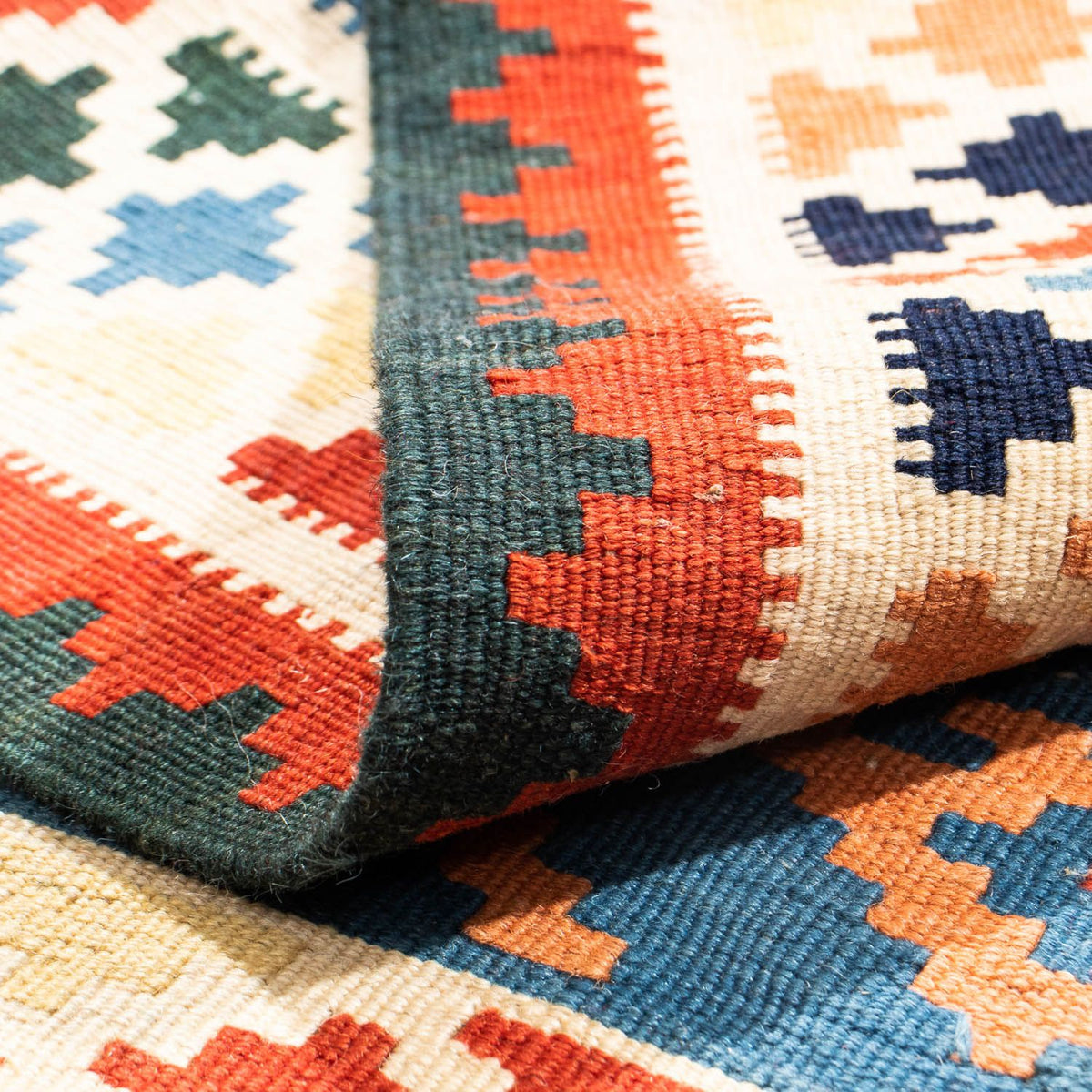 Kelim Rug - Oriental square  - 104 x 100 cm - dark blue