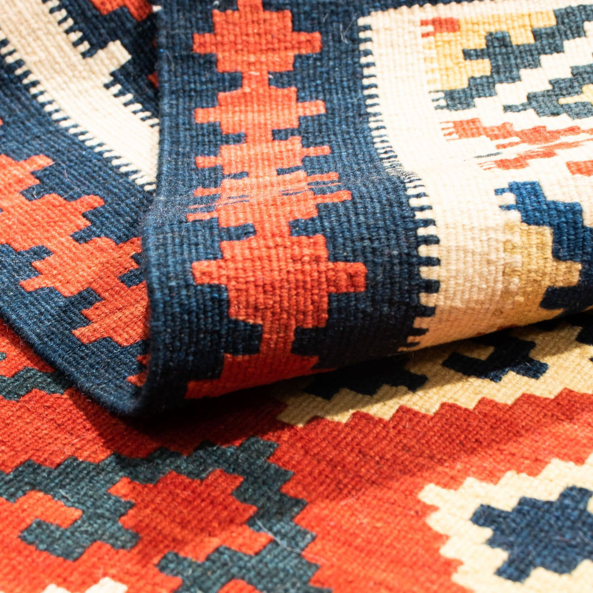 Kelim Rug - Oriental square  - 103 x 102 cm - dark red