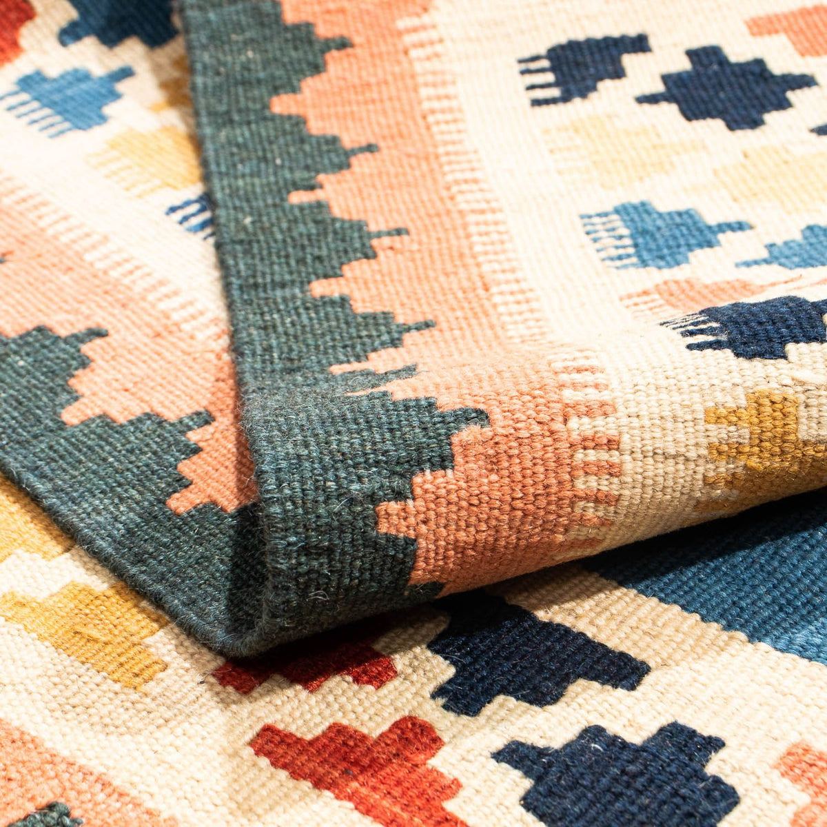 Kelim Rug - Oriental square  - 106 x 102 cm - dark blue