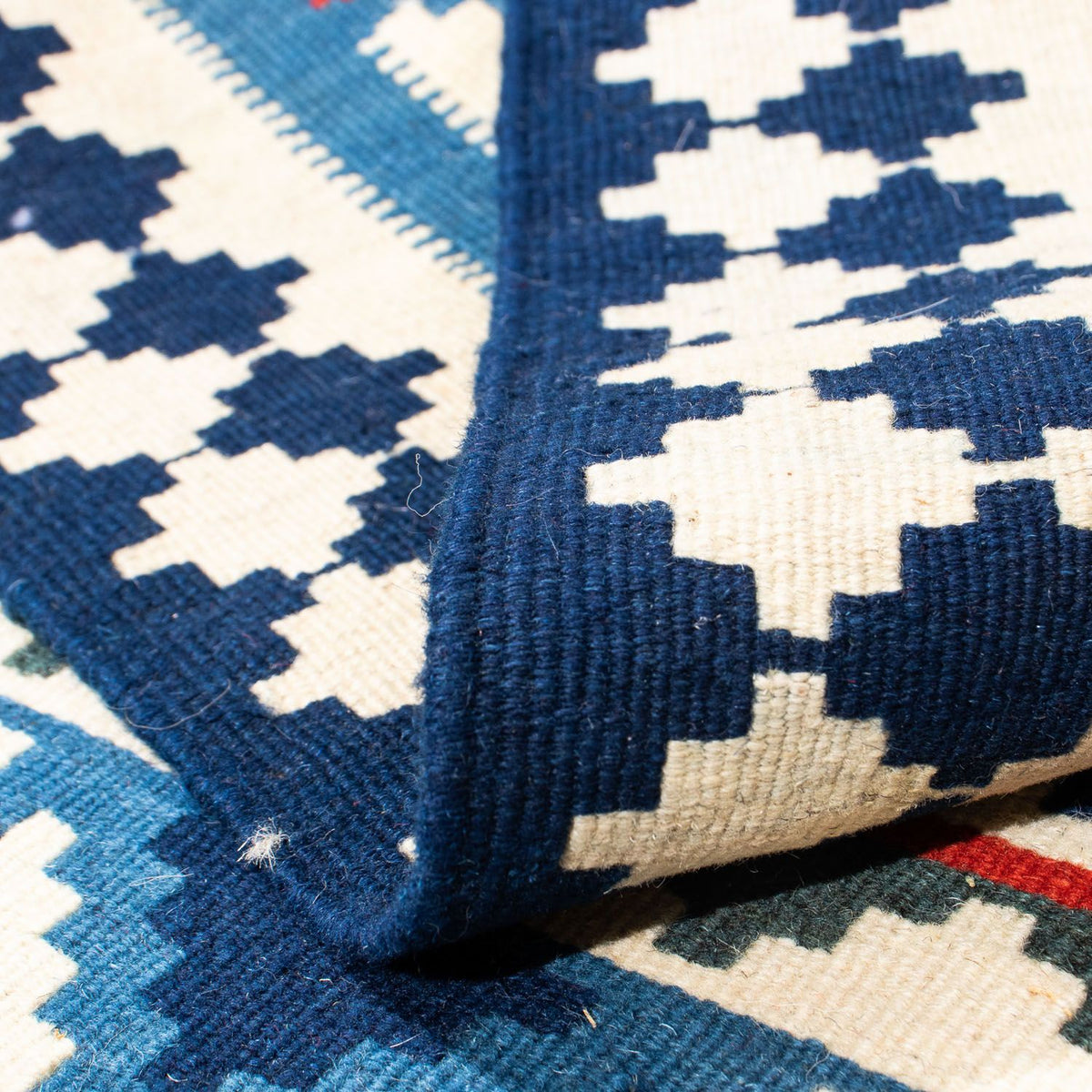 Kelim Rug - Oriental square  - 103 x 100 cm - dark blue