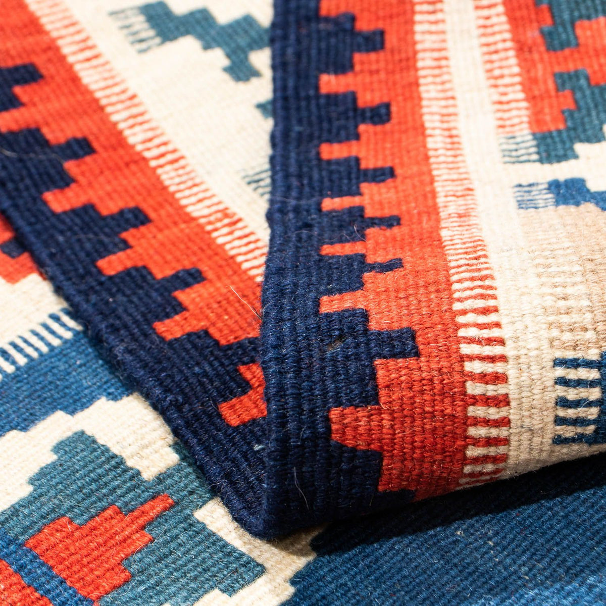 Kelim Rug - Oriental square  - 103 x 102 cm - dark blue