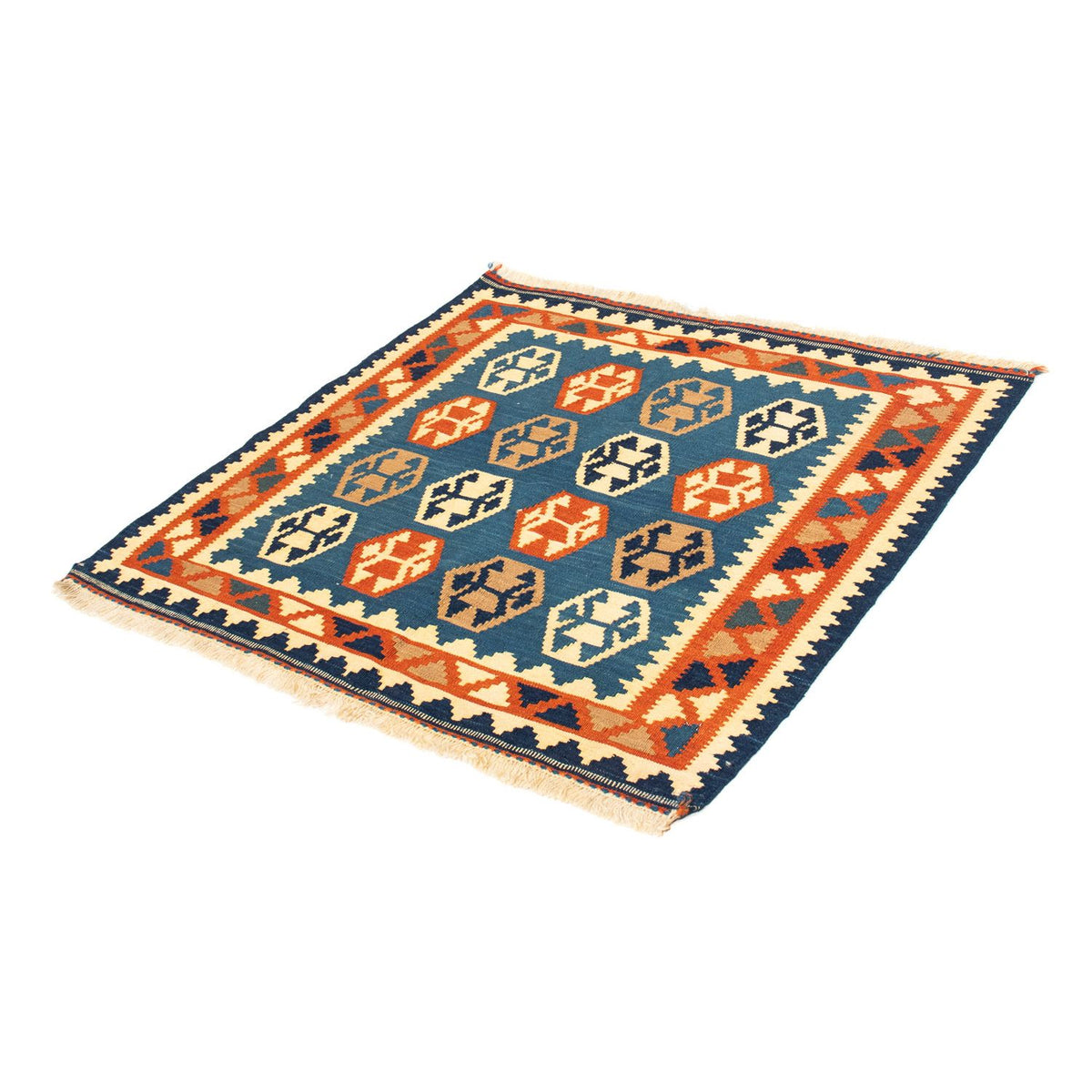 Kelim Rug - Oriental square  - 102 x 95 cm - dark blue