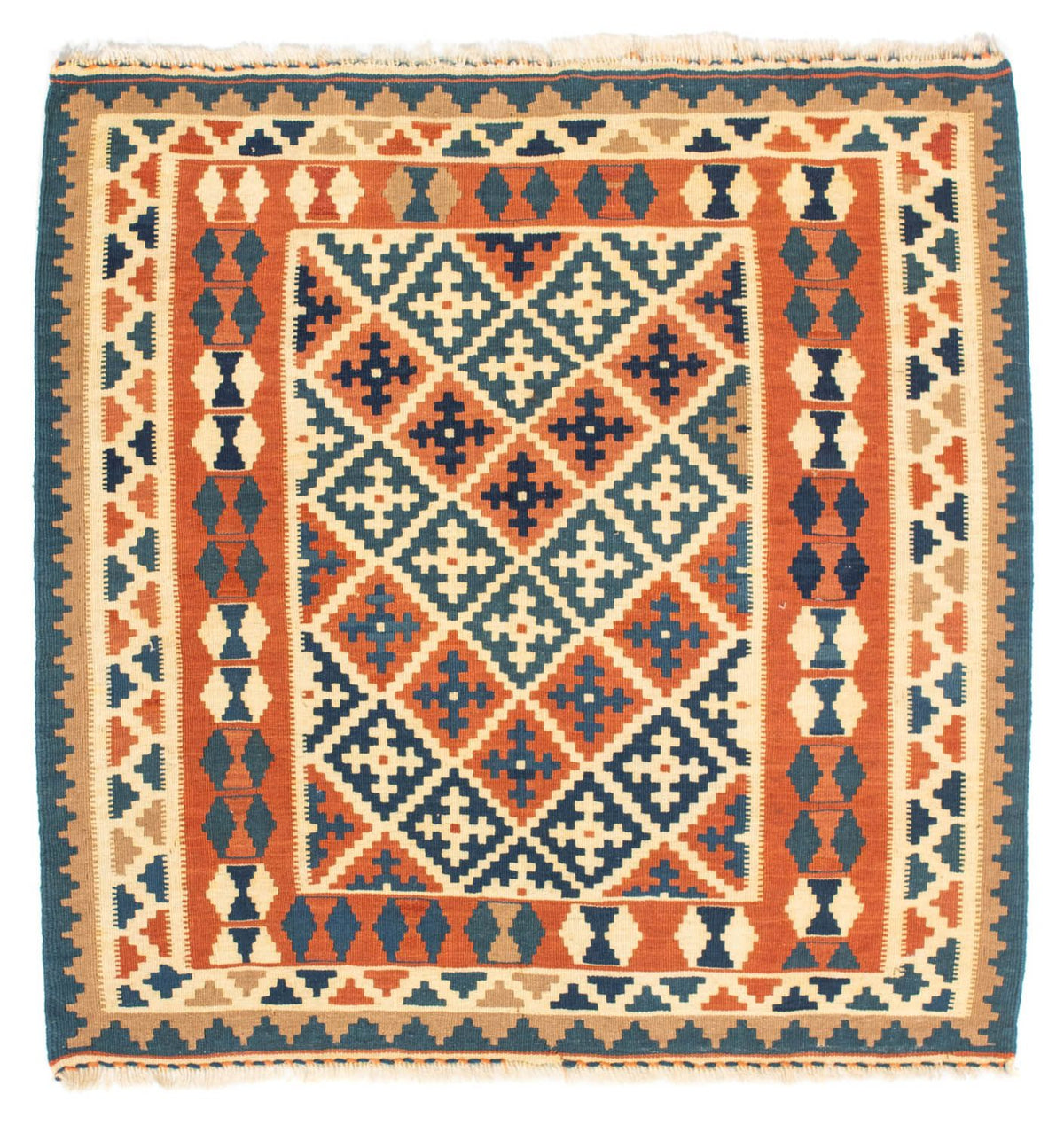 Kelim Rug - Oriental square  - 105 x 103 cm - orange
