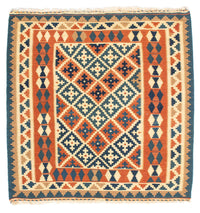 Kelim Rug - Oriental square  - 105 x 103 cm - orange