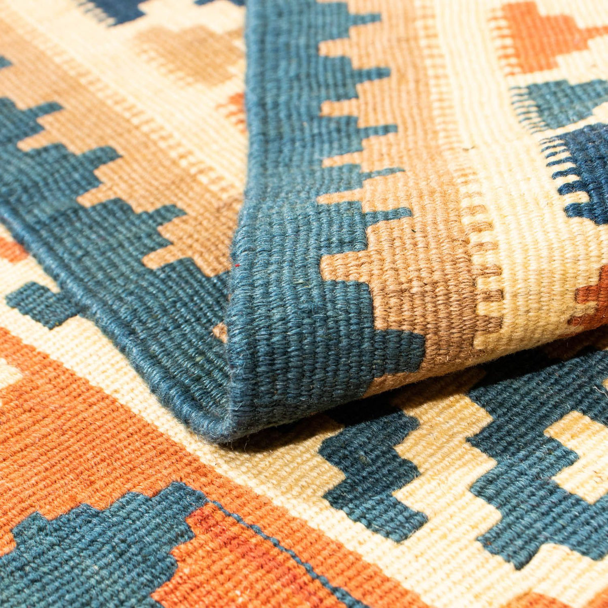 Kelim Rug - Oriental square  - 105 x 103 cm - orange