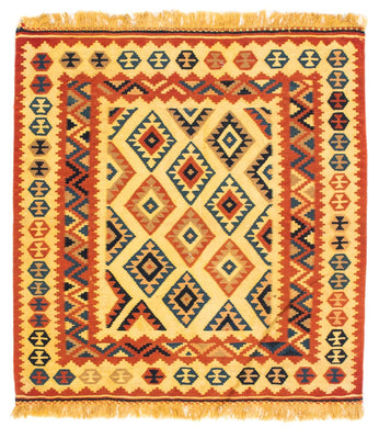 Kelim Rug - Oriental square  - 103 x 100 cm - beige