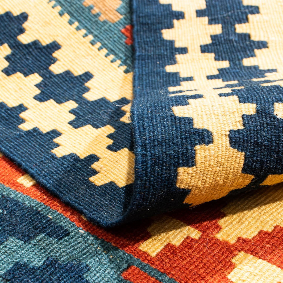 Kelim Rug - Oriental square  - 103 x 100 cm - dark blue