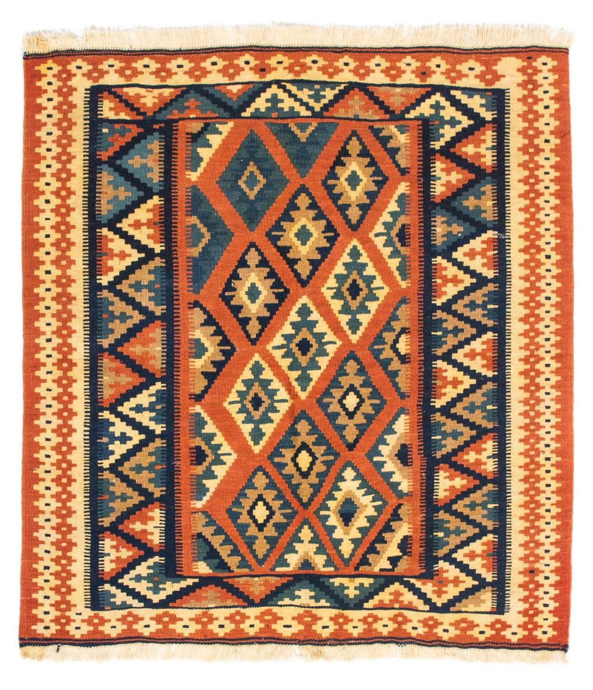 Kelim Rug - Oriental square  - 107 x 100 cm - rust