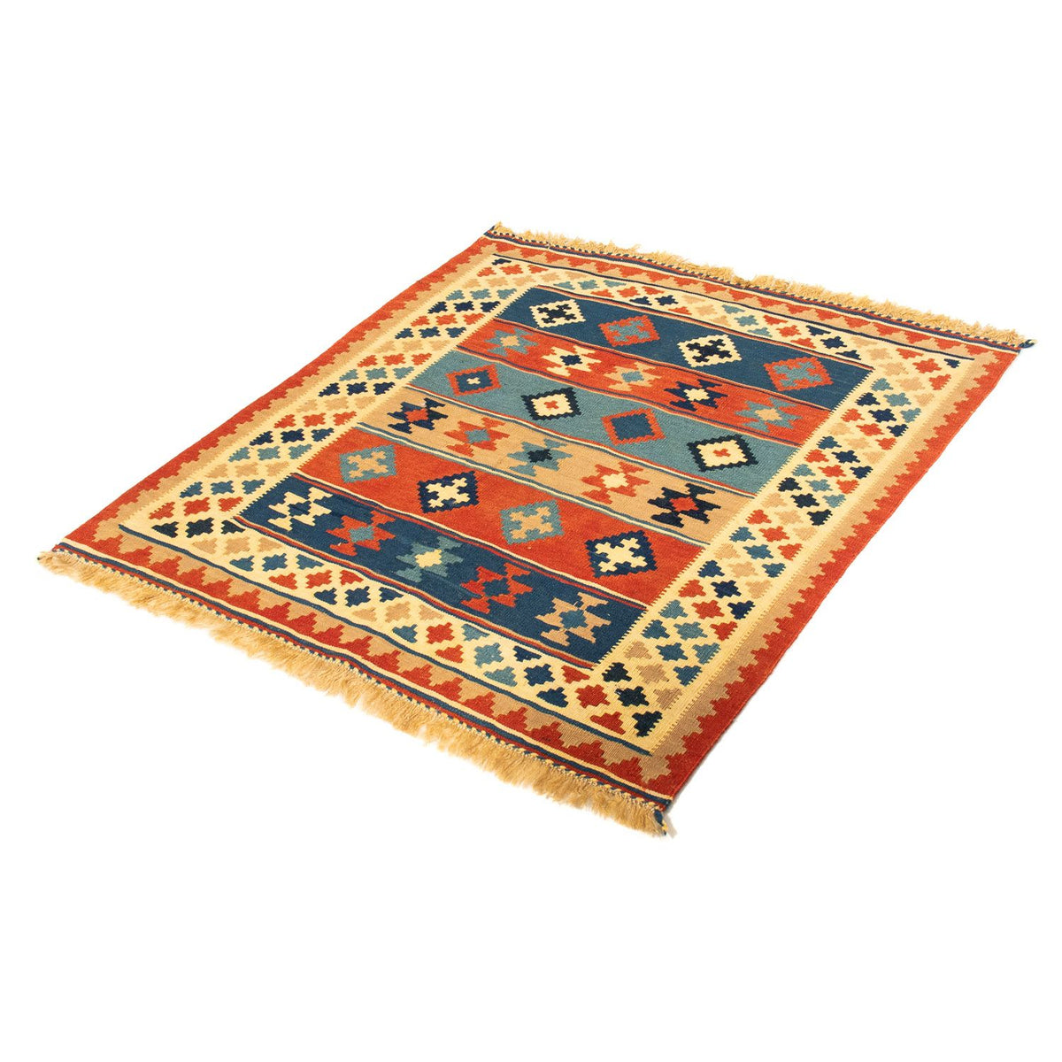 Kelim Rug - Oriental square  - 100 x 91 cm - multicolored