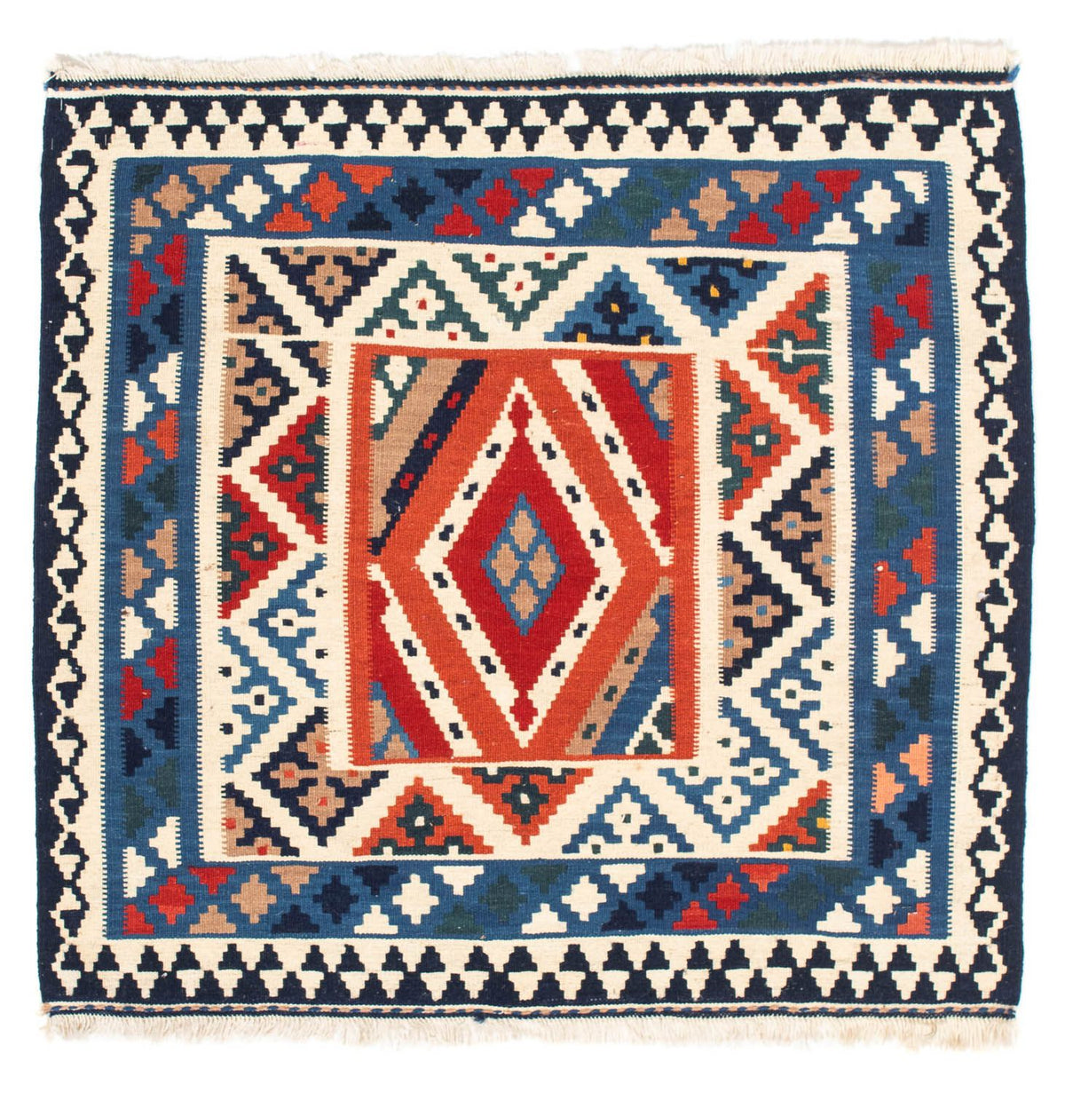 Kelim Rug - Oriental square  - 103 x 102 cm - light blue