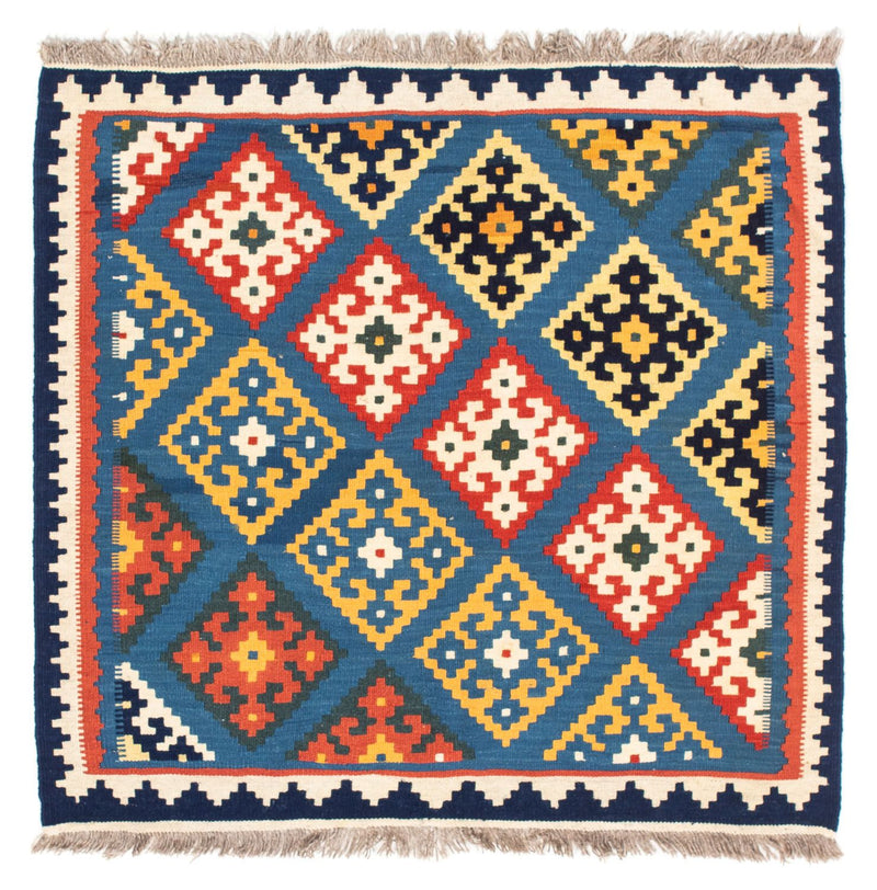 Kelim Rug - Oriental square  - 103 x 93 cm - light blue