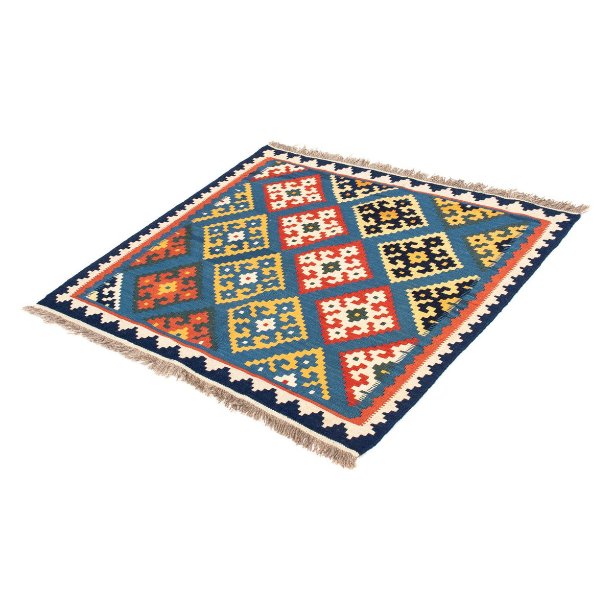 Kelim Rug - Oriental square  - 103 x 93 cm - light blue
