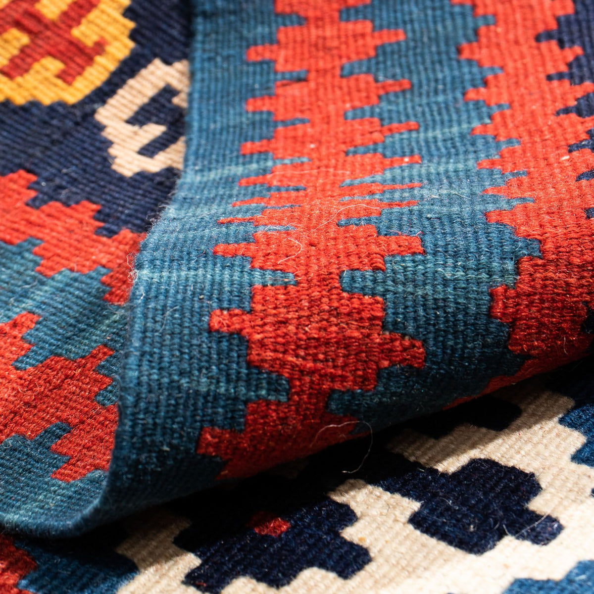 Kelim Rug - Oriental square  - 104 x 103 cm - dark blue