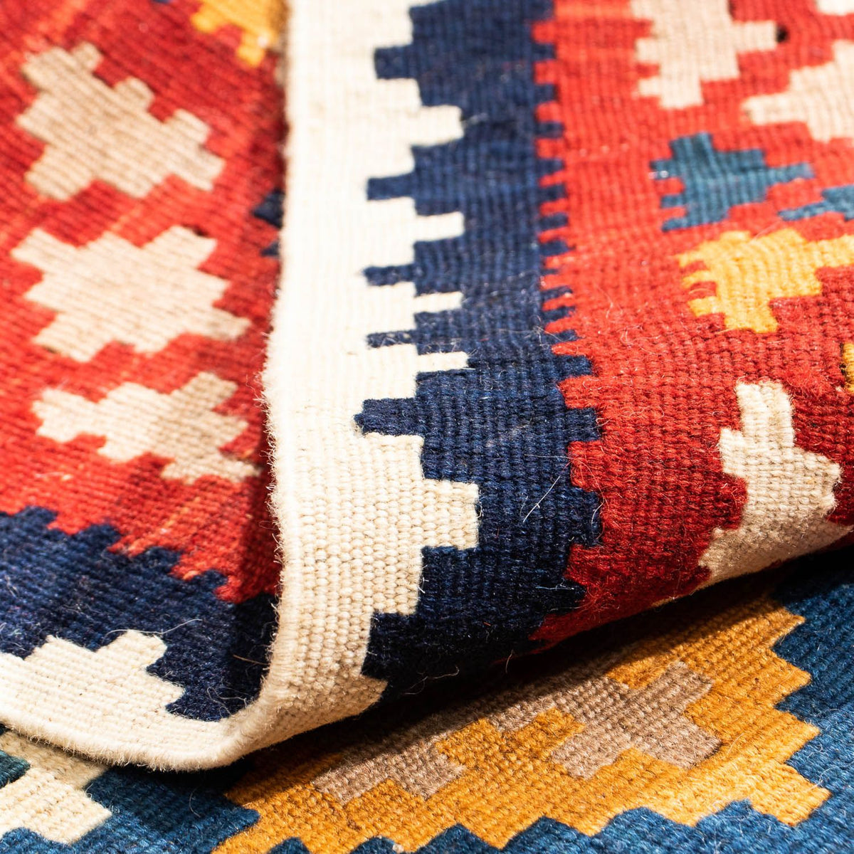 Kelim Rug - Oriental square  - 103 x 97 cm - dark blue
