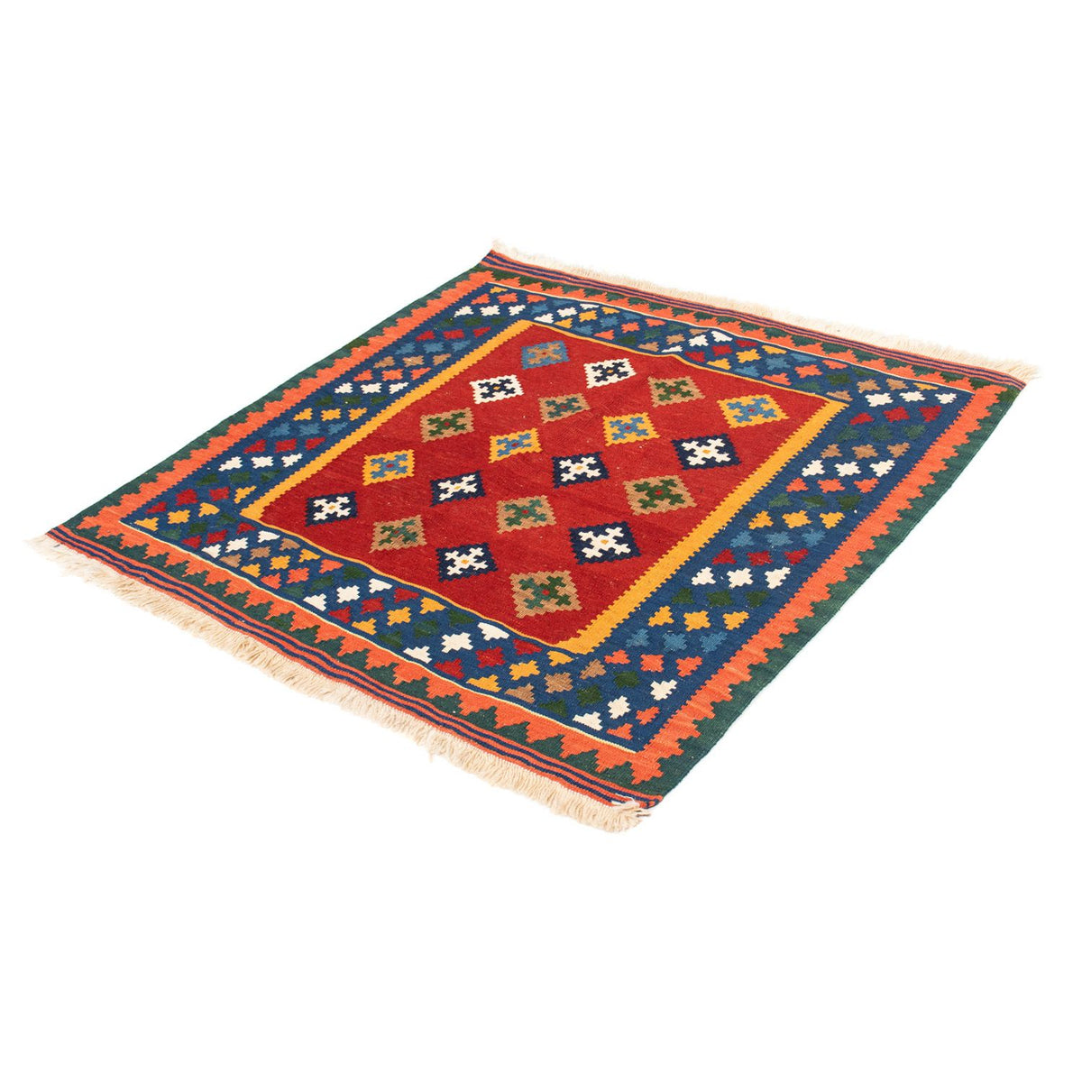 Kelim Rug - Oriental square  - 104 x 101 cm - dark red
