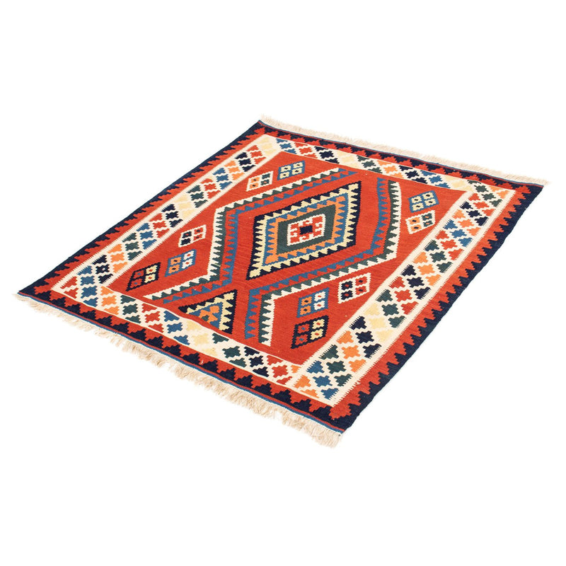 Kelim Rug - Oriental square  - 102 x 98 cm - dark red