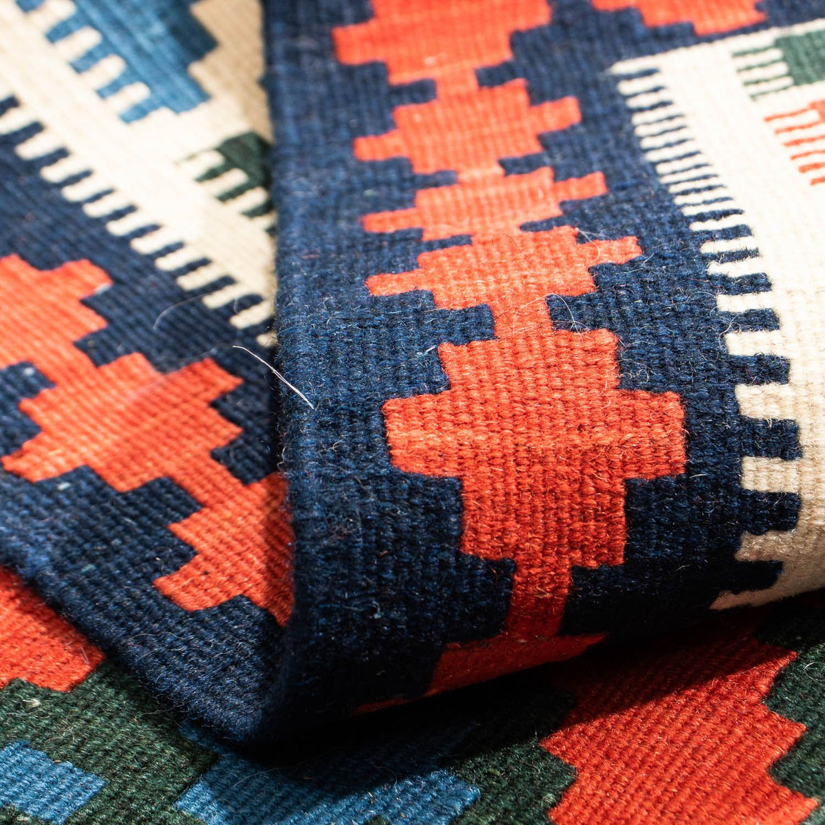 Kelim Rug - Oriental square  - 105 x 103 cm - dark red