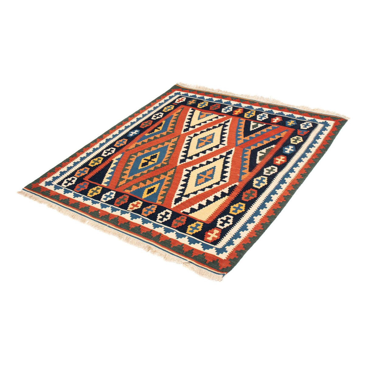 Kelim Rug - Oriental square  - 114 x 102 cm - red