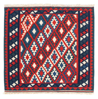 Kelim Rug - Oriental square  - 102 x 94 cm - dark red