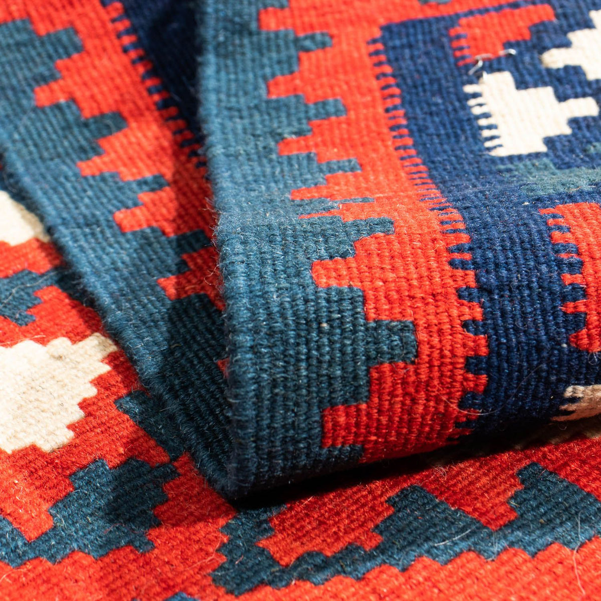 Kelim Rug - Oriental square  - 102 x 94 cm - dark red