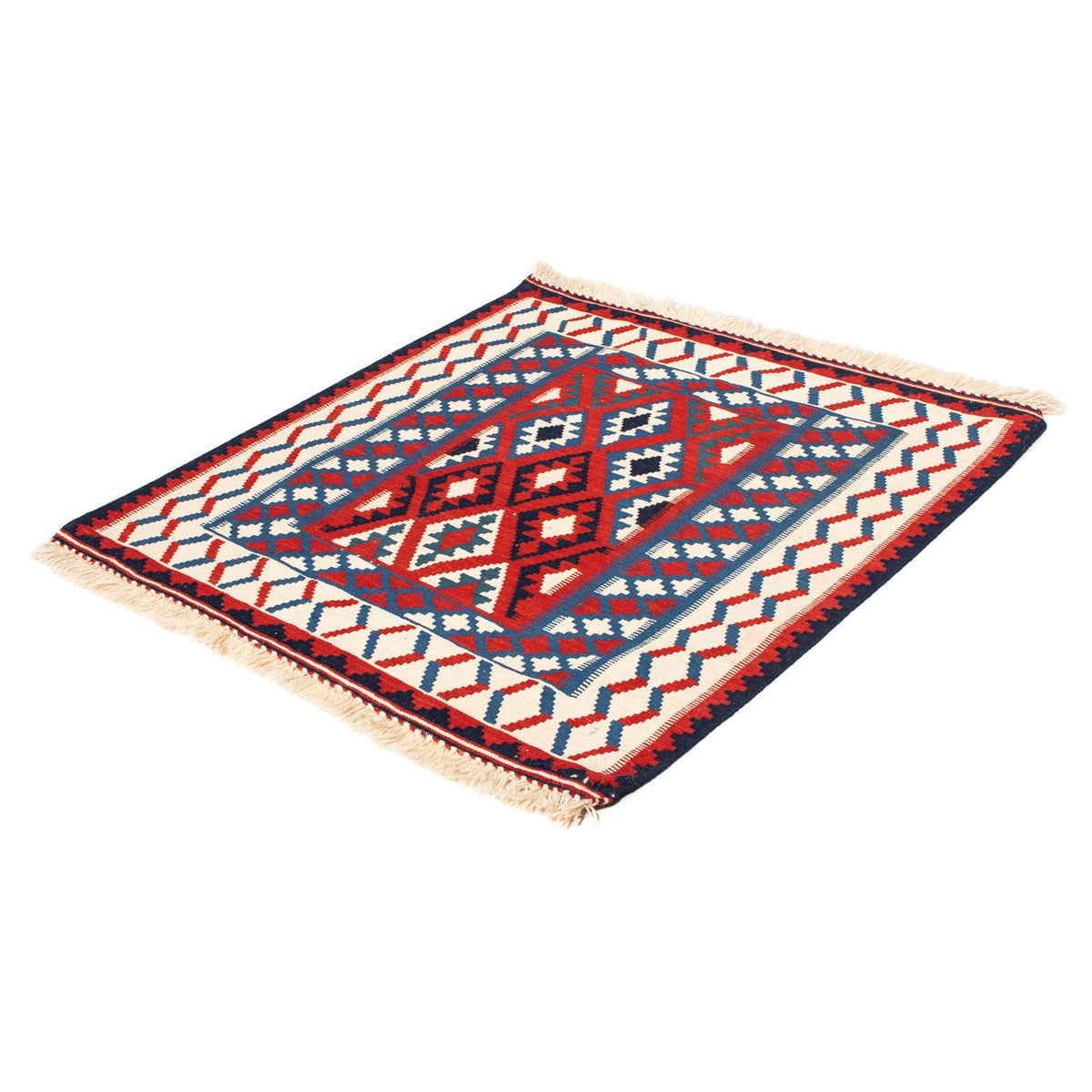 Kelim Rug - Oriental square  - 106 x 103 cm - dark red