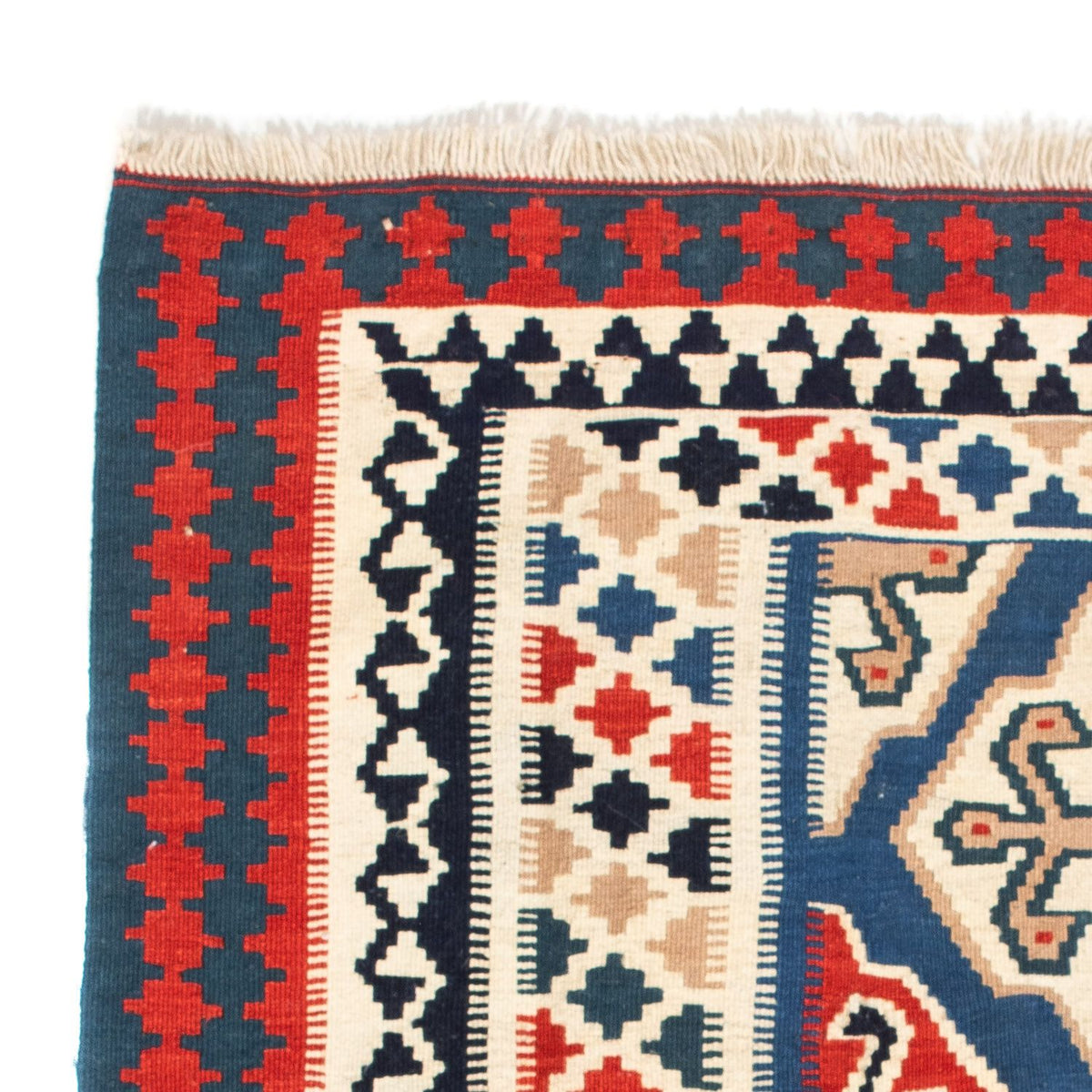 Kelim Rug - Oriental square  - 125 x 110 cm - blue