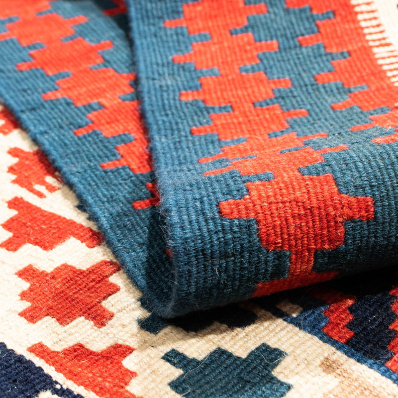 Kelim Rug - Oriental square  - 125 x 110 cm - blue