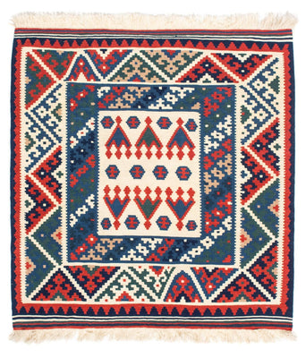 Kelim Rug - Oriental square  - 117 x 102 cm - dark blue