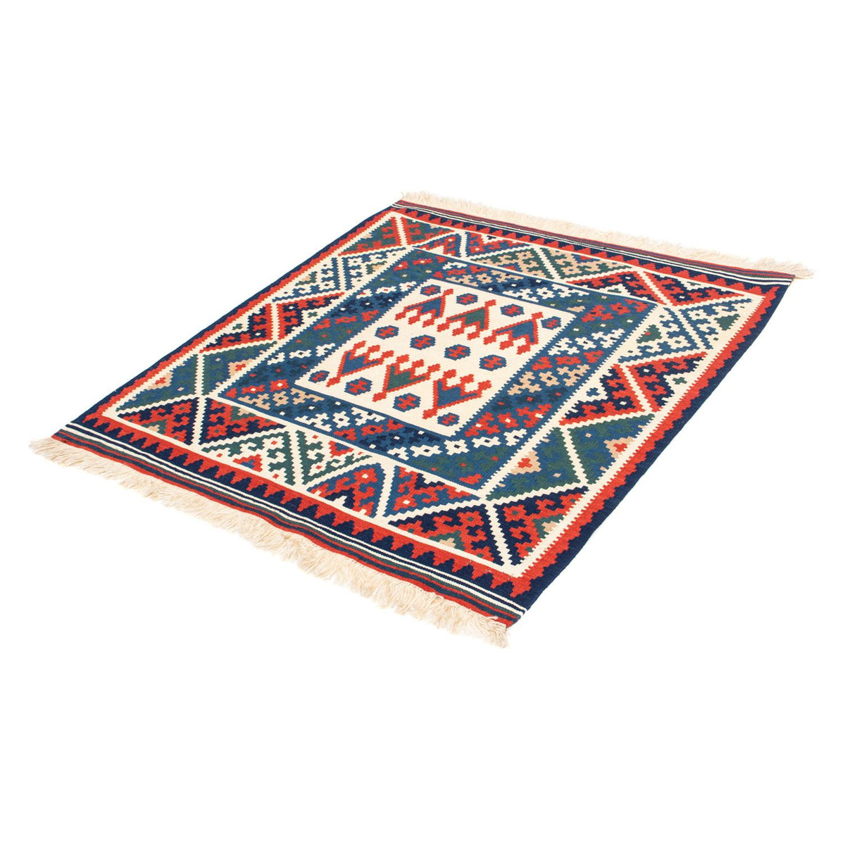 Kelim Rug - Oriental square  - 117 x 102 cm - dark blue